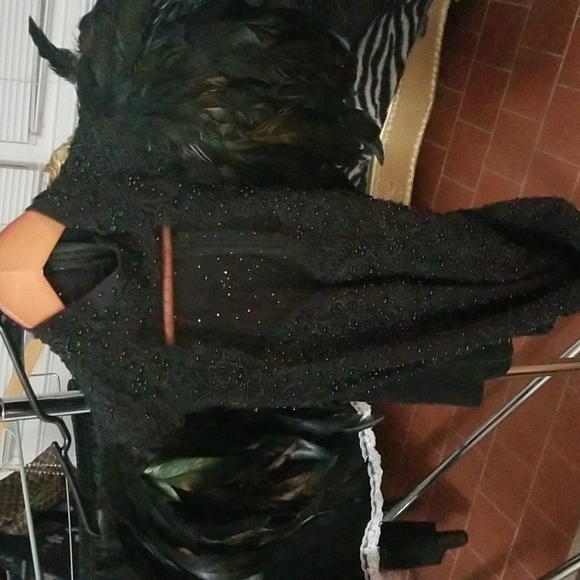 Floor length gothic gown with feathers - Picture 5 of 9